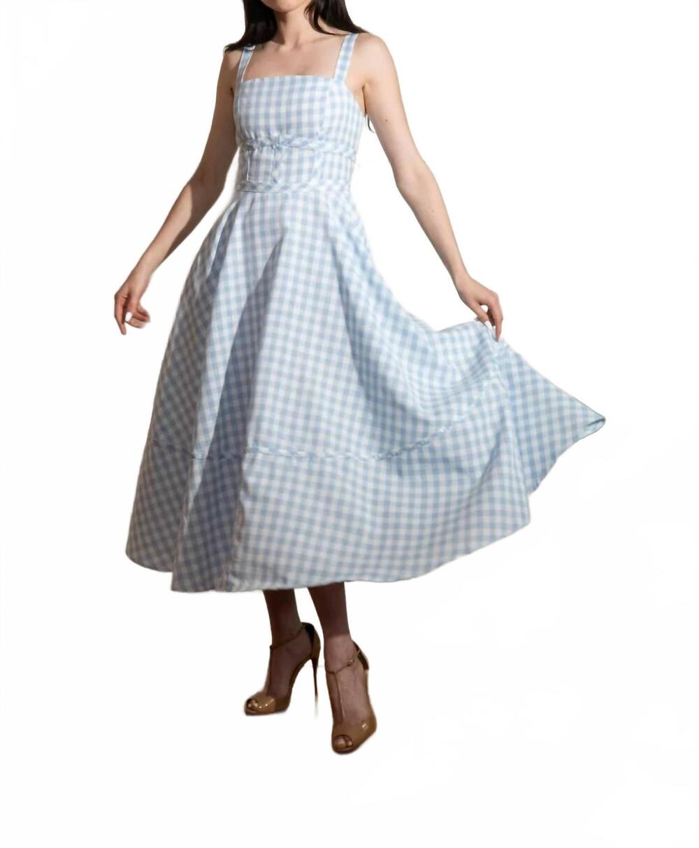 NEW AUREUM hannah midi dress in blue/white